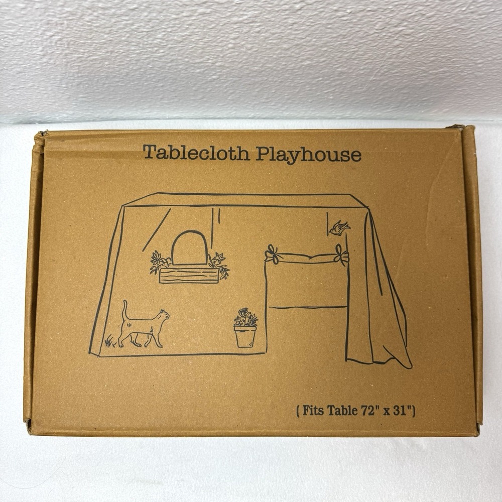 Creative Co-op Printed Tablecloth Children's Playhouse w/ Flap Door Fits 72"x31"